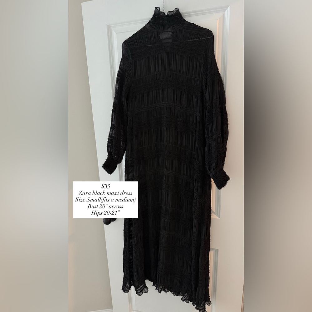 Zara Elegant Black Long Sleeve Dress